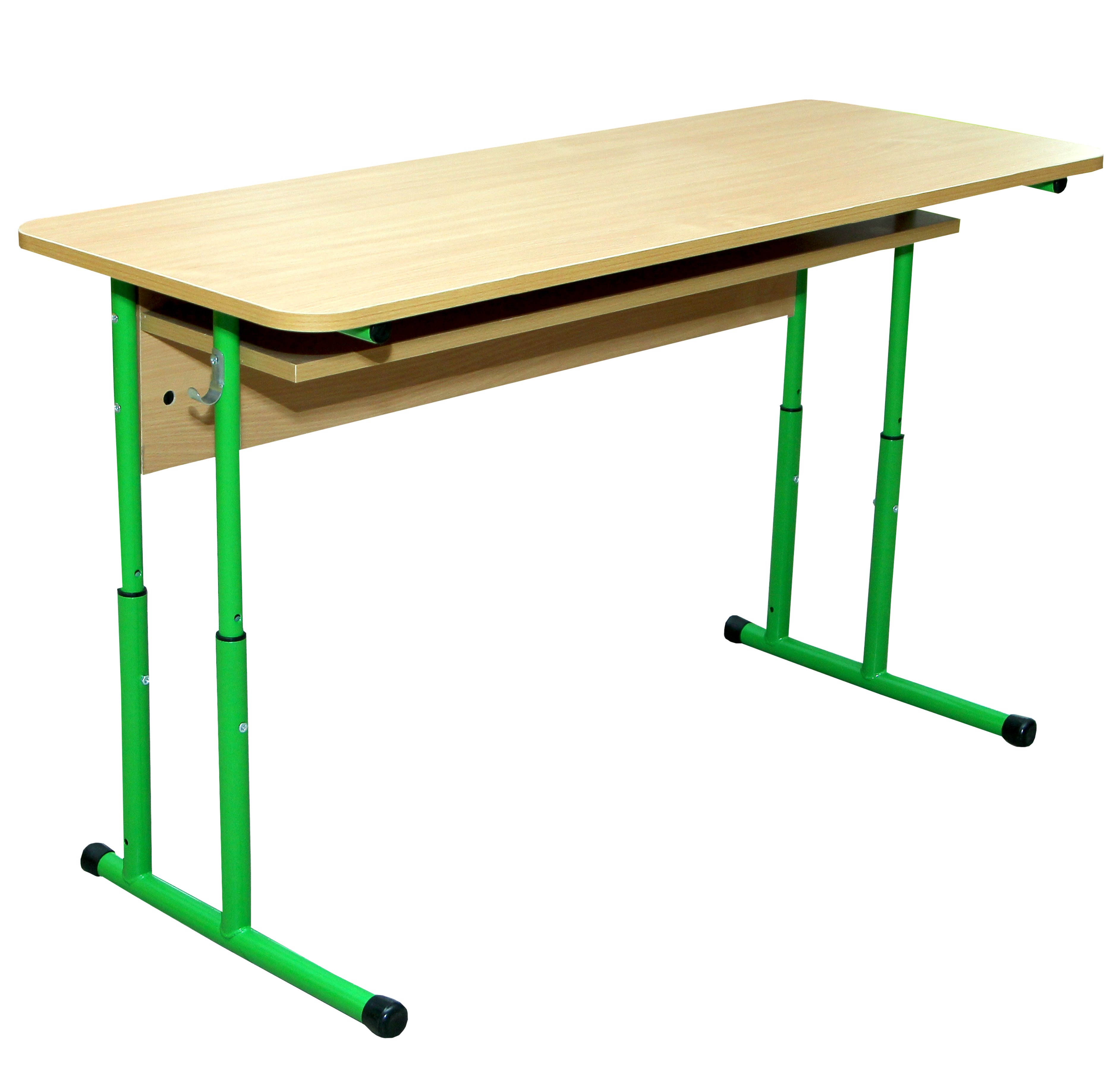 Стіл учнівський 2-місний з полицею, на ростові групи №4-7, каркас - кругла металева труба, АЛМАНТ, 1300х500х640-820 мм.